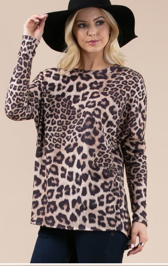 Animal Print Dolman Sleeve Tunic