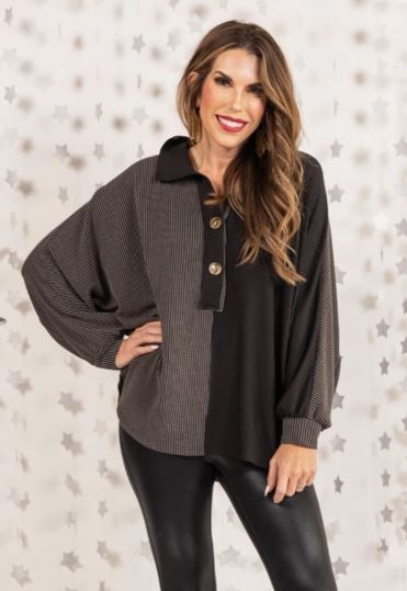 Tess Two Toned Textured Top