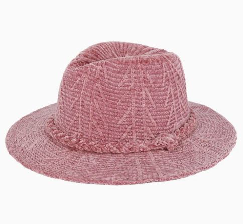 Chenille Pattern Fedora Hat with Braided Band