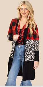 Buffalo Plaid & Leopard Cardigan