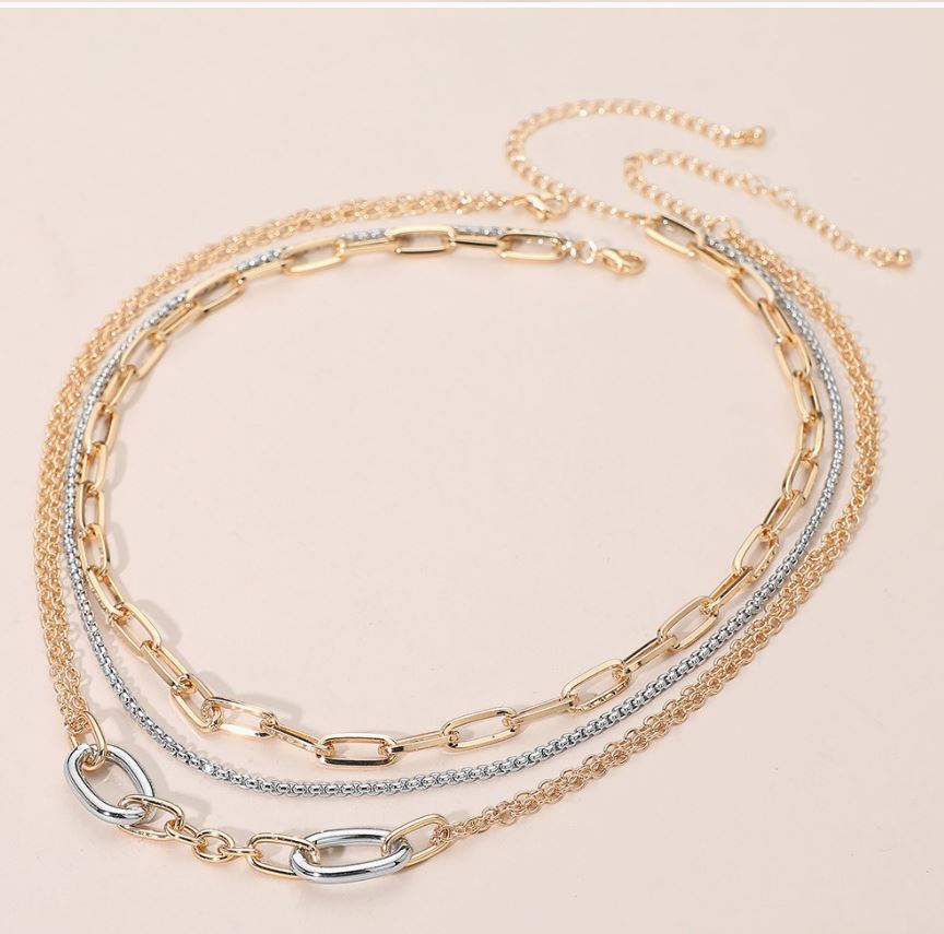 Metal Link Paperclip Chain Layered Necklace