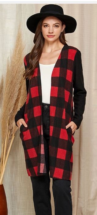 Red Plaid Cardigan