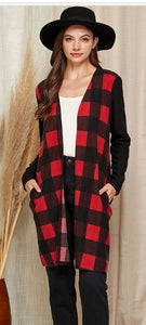 Red Plaid Cardigan