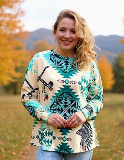 Western Aztec Beige Top