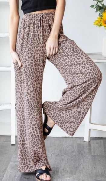 Animal Print Urban Ribbed Casual Pants