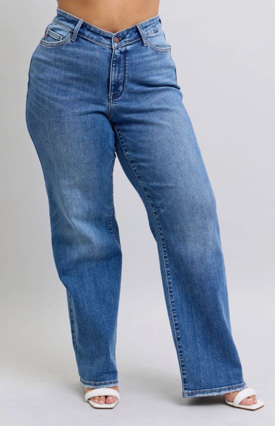 High Waisted Vintage Wash Straight Fit