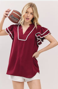 Game Day Ruffle Sleeve Top