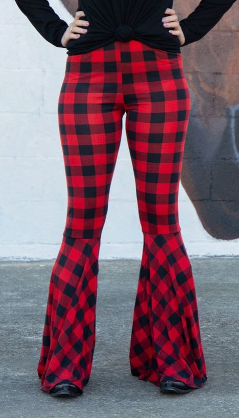 Buffalo Plaid Flare Pants