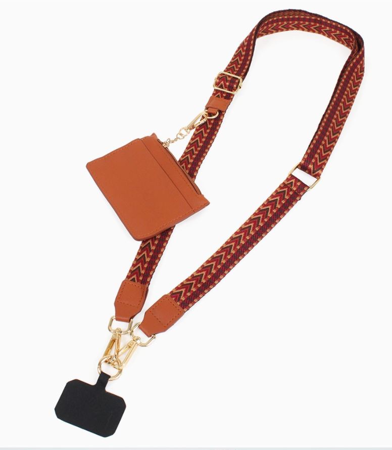 Chevron Clip and Go Carry Phone Strap with Pouch