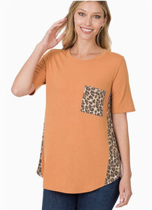 Leopard Front Pocket Top