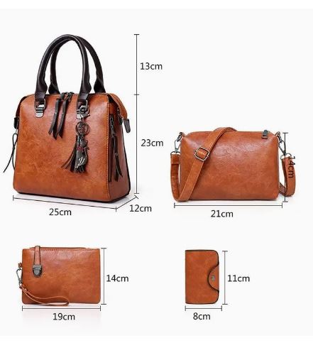 Hand Bag Pu Leather Ladies 4 in 1 Set