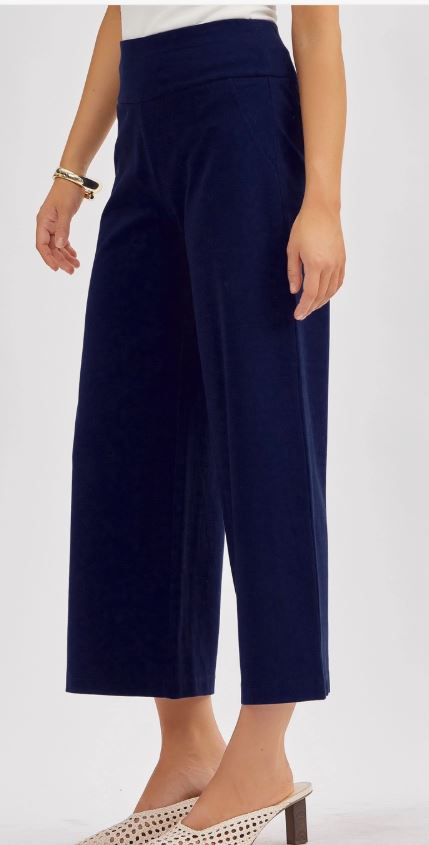 Navy Magic Wide Cropped Pants