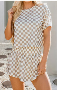 Checkerboard T Shirt and Skorts 2 Piece Outfit