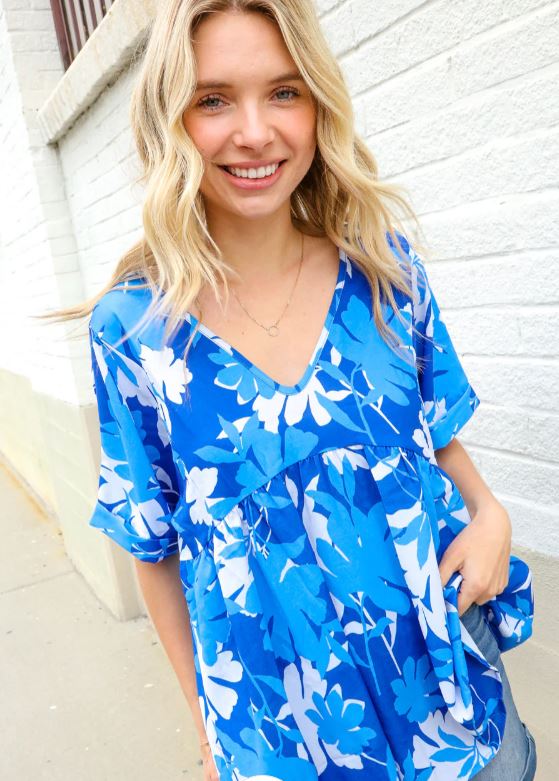 Bold Blue Floral Print