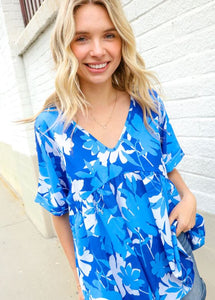 Bold Blue Floral Print