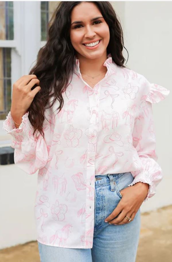 Bridget Top- Western Toile