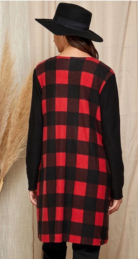 Red Plaid Cardigan