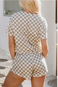 Checkerboard T Shirt and Skorts 2 Piece Outfit