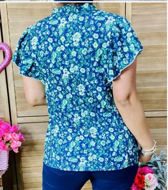 V-Neckline Women Blue Tops