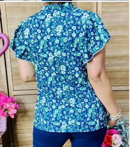 V-Neckline Women Blue Tops