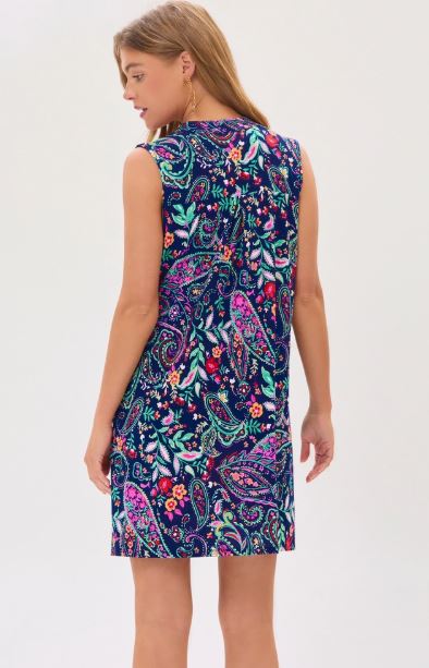Navy Tropical Lizzy Tank Dress