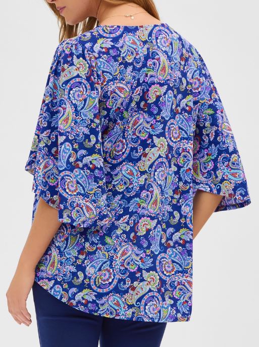 Paisley Print Half Sleeve Top nAVY