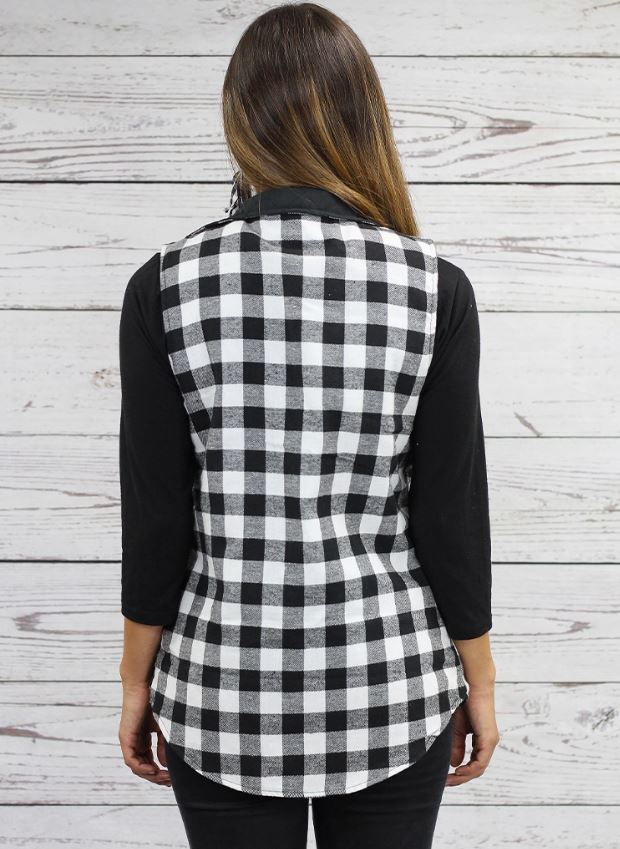 Buffalo Plaid Reversible Vest with Pockets