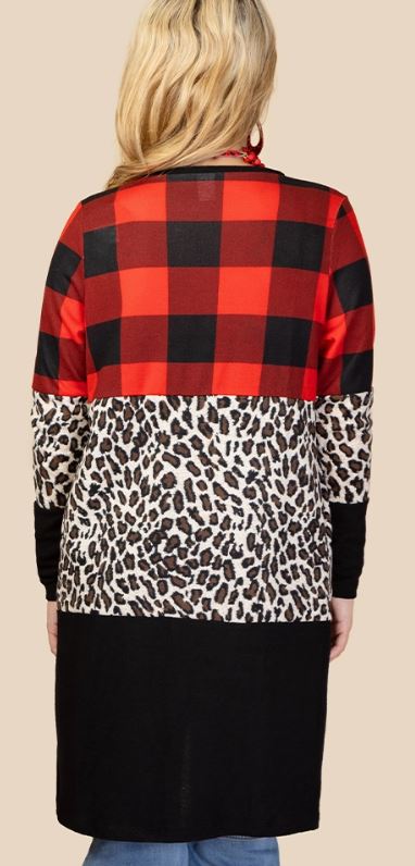 Buffalo Plaid & Leopard Cardigan