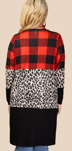 Buffalo Plaid & Leopard Cardigan