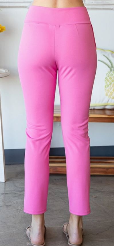 Pink Solid Straight Fit Pants