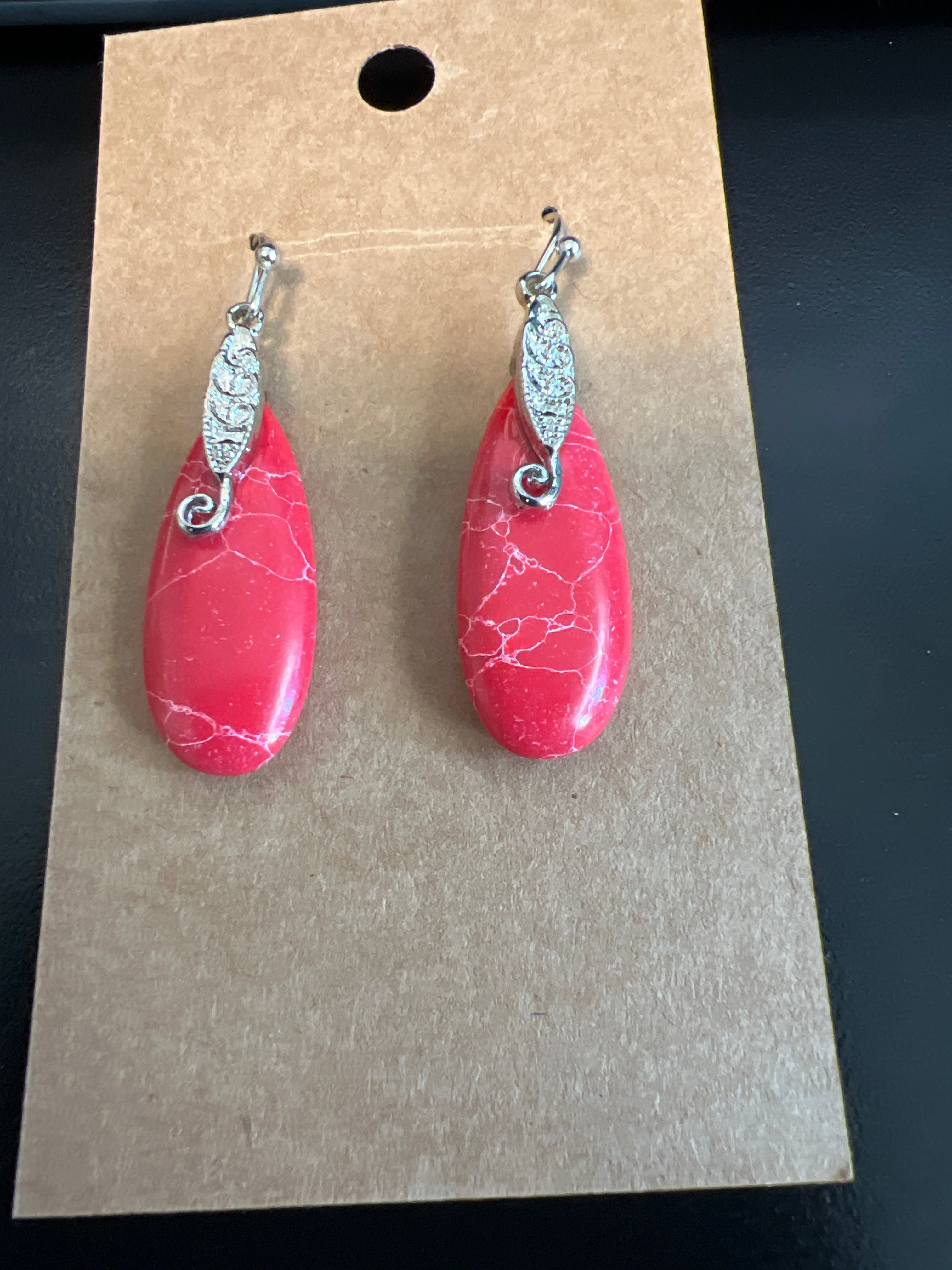 Marble Red Earrings