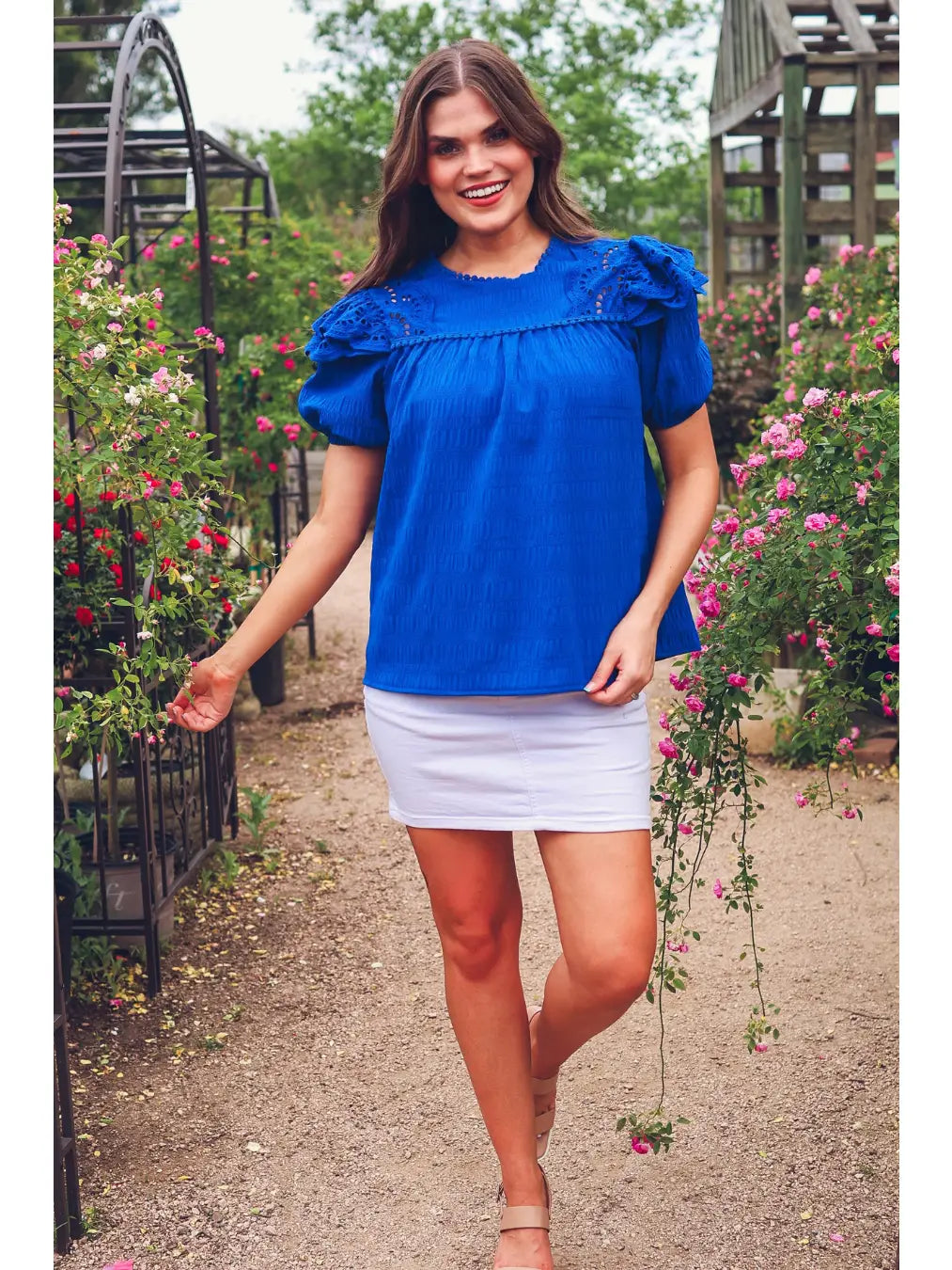 Kimber Eyelet Top - Royal Blue