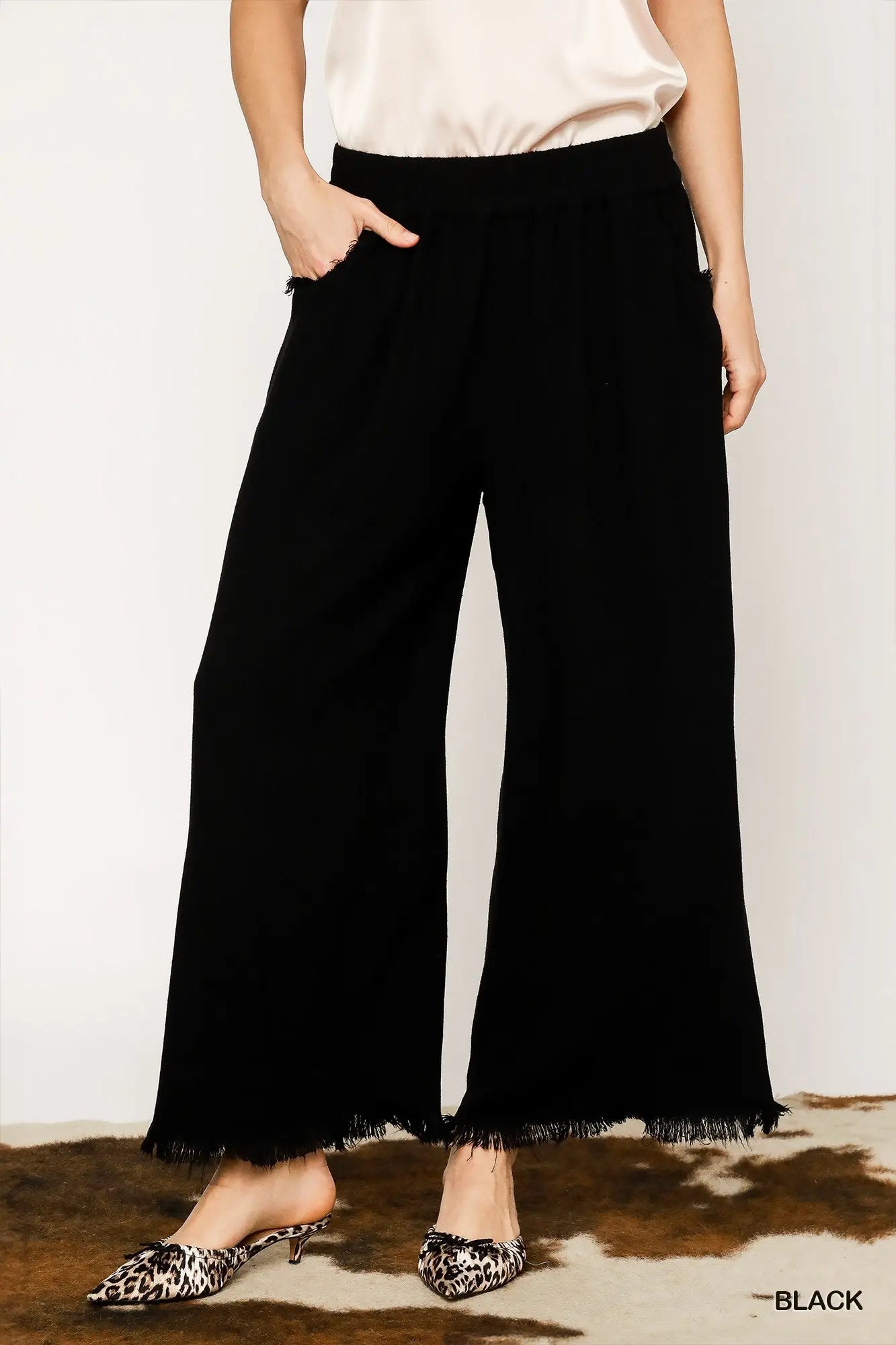 Black Linen Blend Pants