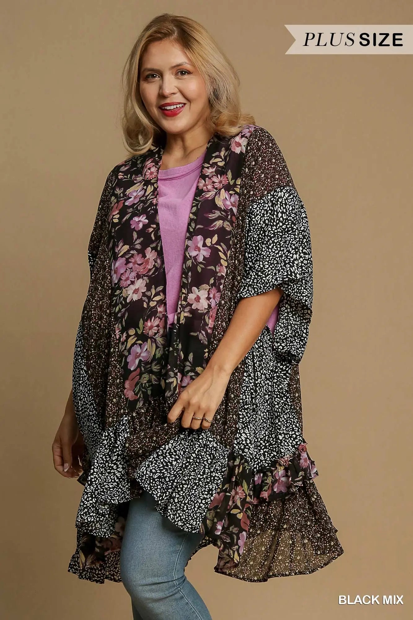Floral Animal Print Kimono