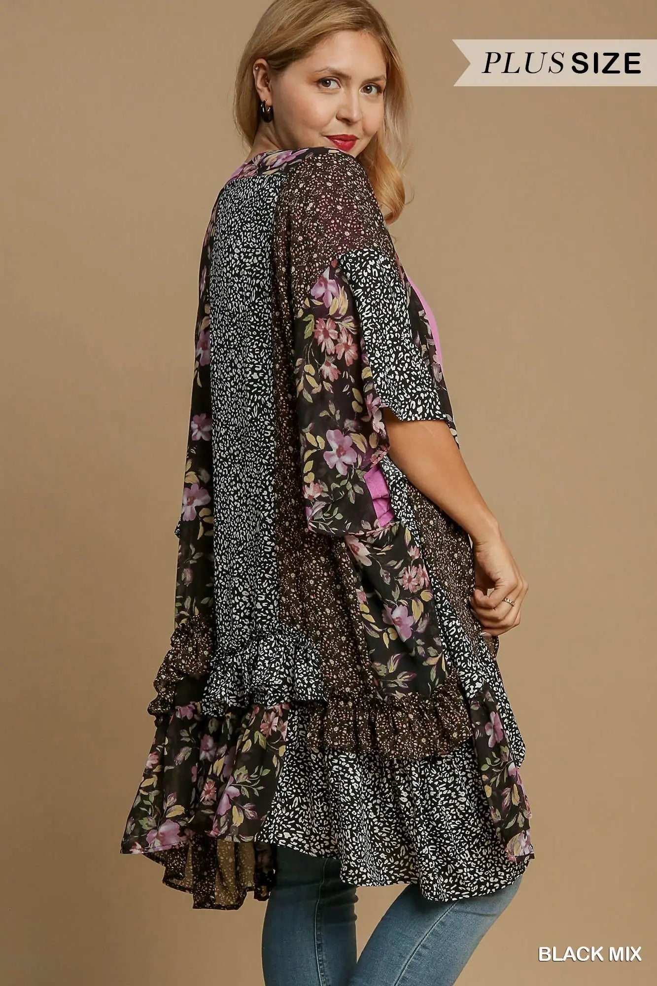 Floral Animal Print Kimono