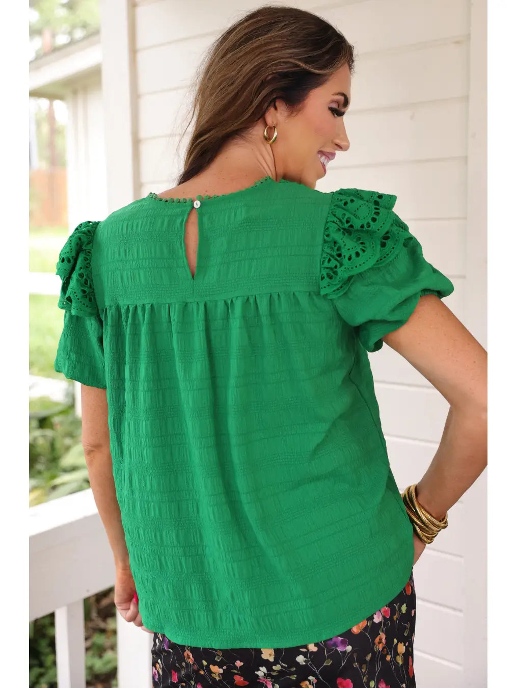 Kimber Eyelet Top - Green