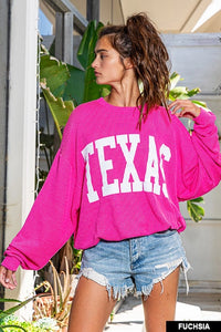 Texas Game Day Ribbed Sweatshirt -  HOt Pink