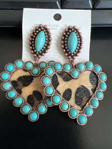 Turquoise/ Leopard Earrings