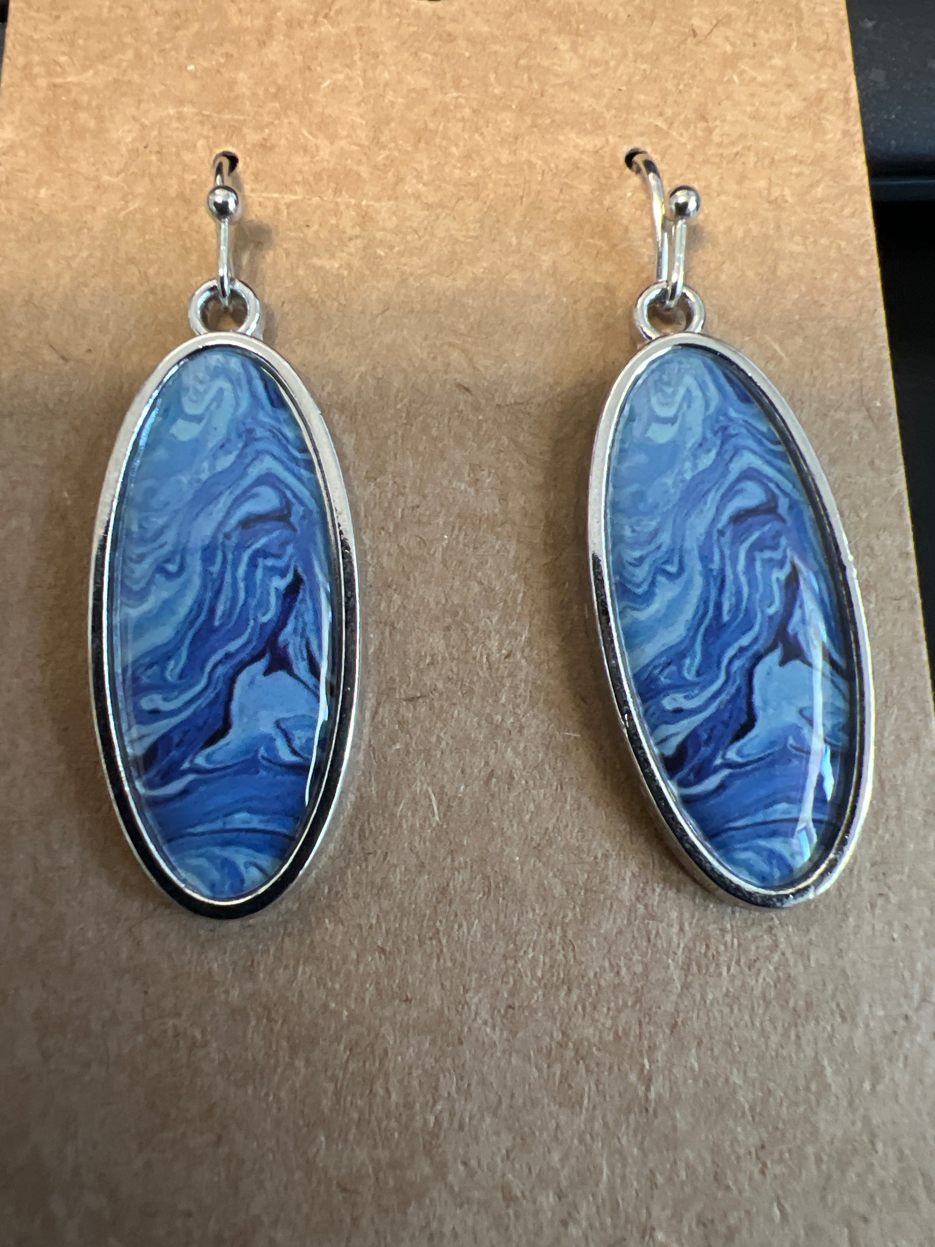 Blue Marble Earrings