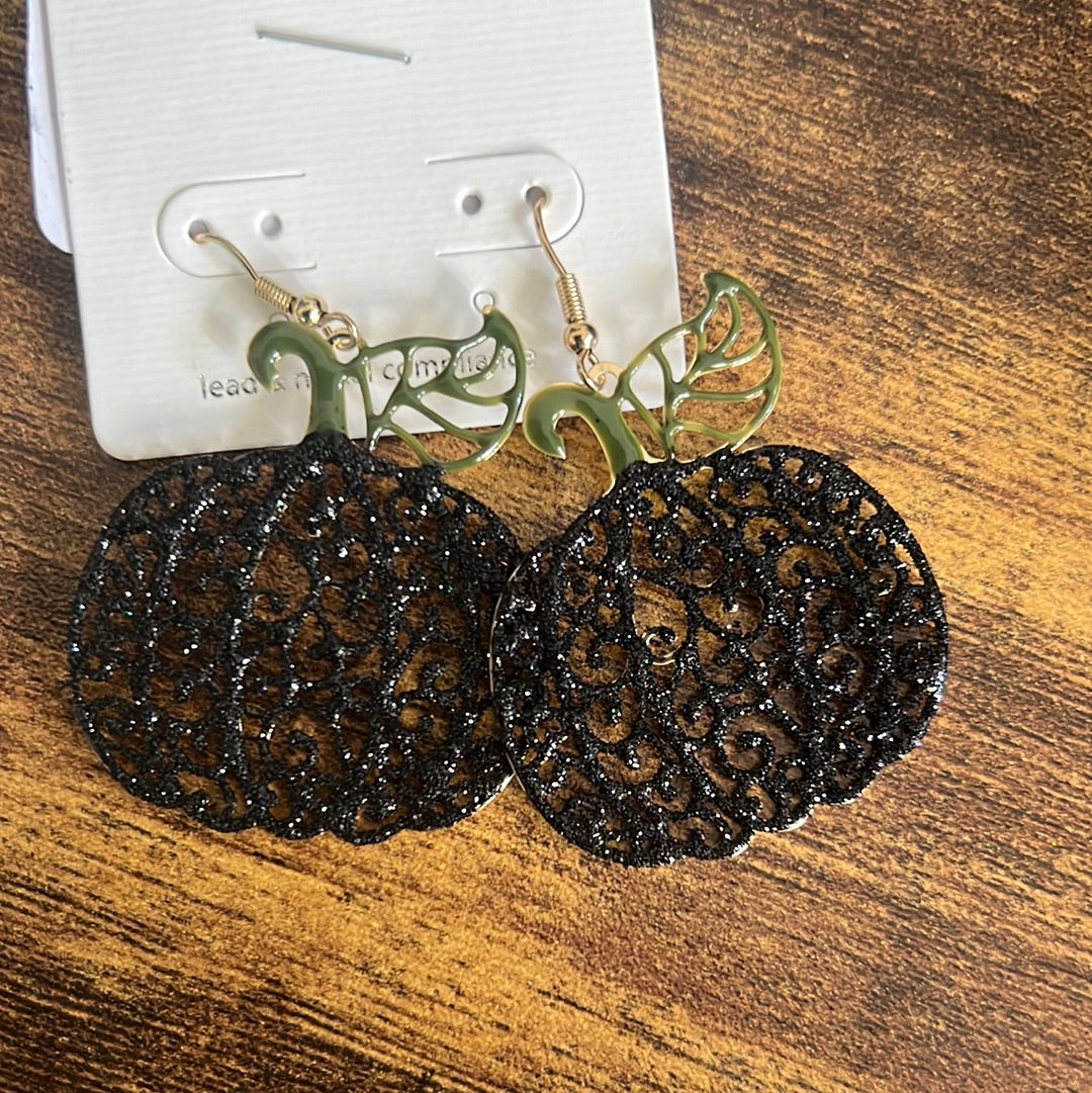 Glitter Laser Cut Pumpkins - Black