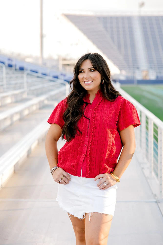 Lily Top - Red Eyelet