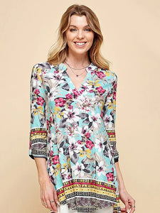 Aztec Floral V Neck Blouse