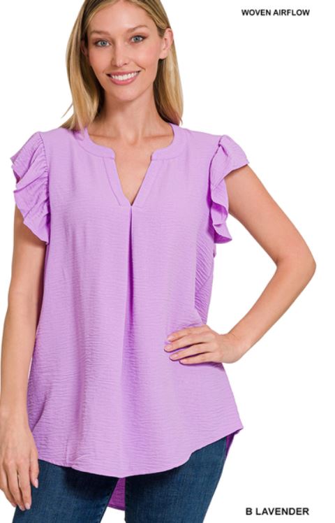 Tiered Ruffle Sleeve Top - Lavender